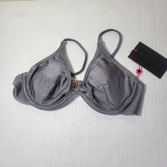 South Beach Women Grey Adjustable Underwire Bikini Top Swimwear Beach Size 8 US - Picture 1 of 9
